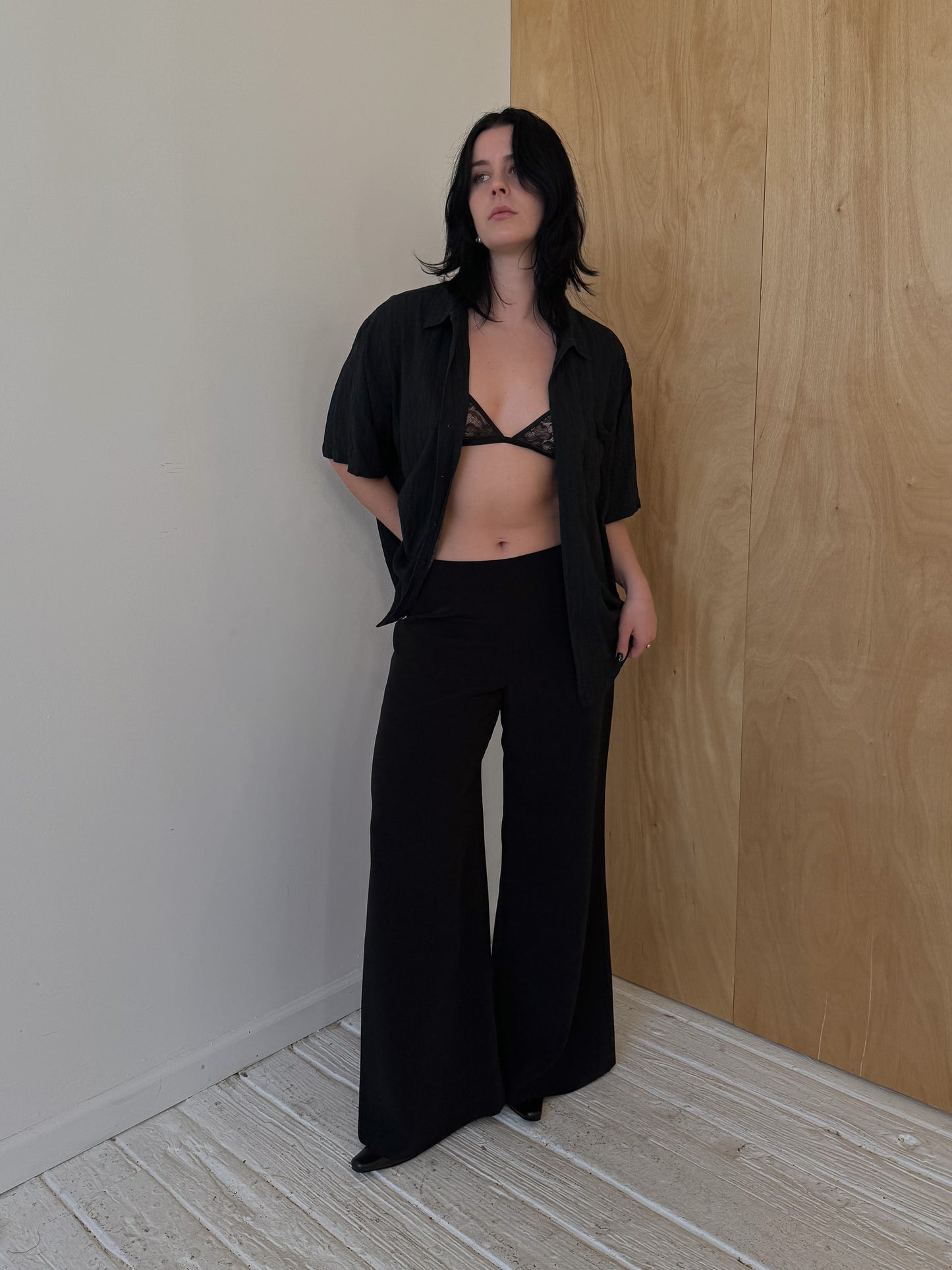Wide Leg Black Trousers