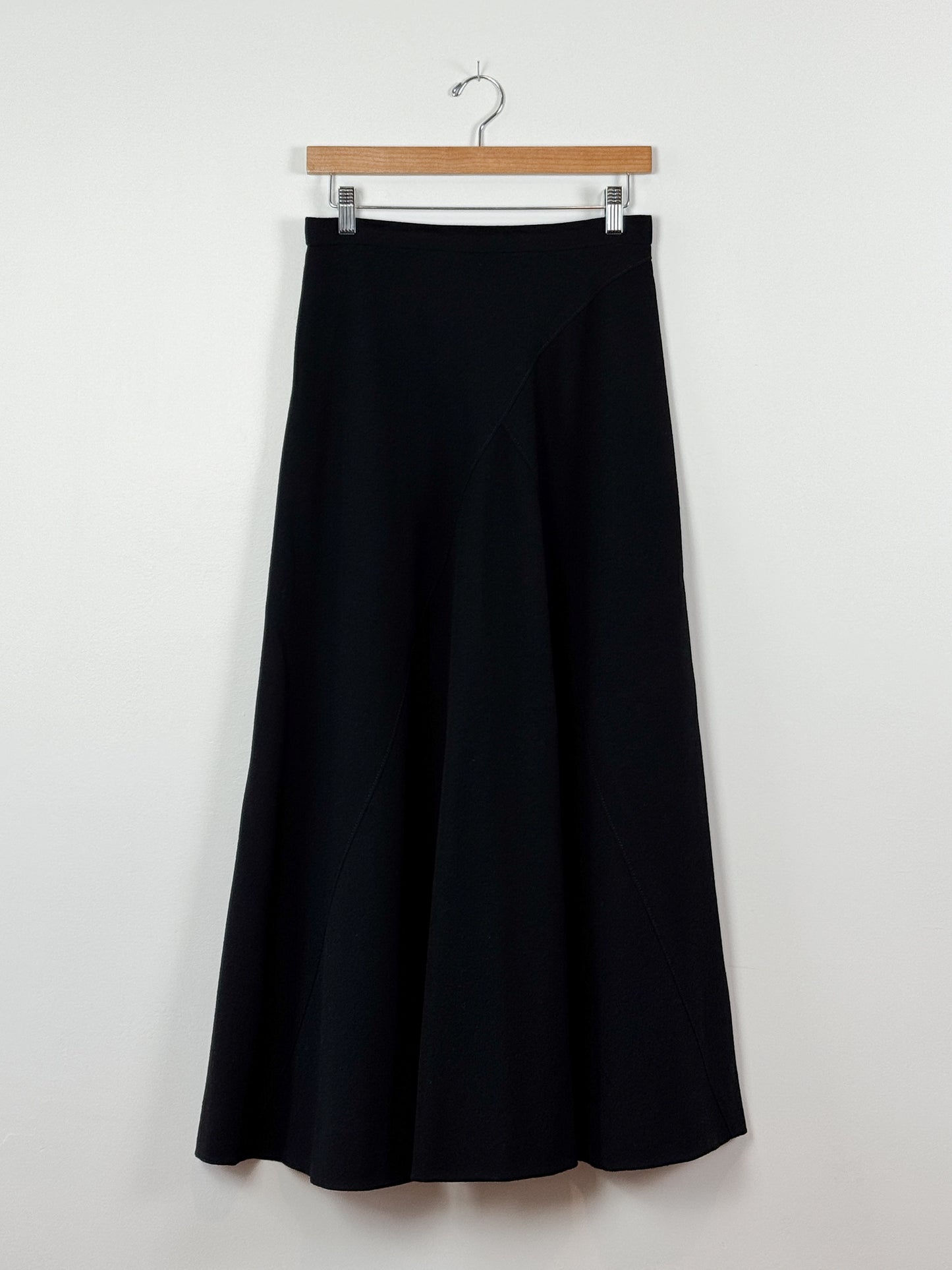 Black Paneled Midi Skirt