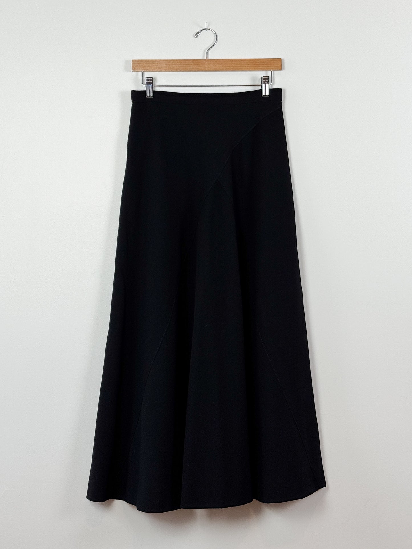 Black Paneled Midi Skirt
