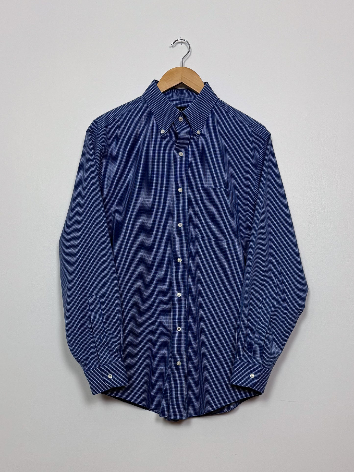 Oversized Grid Print Mens Button Up