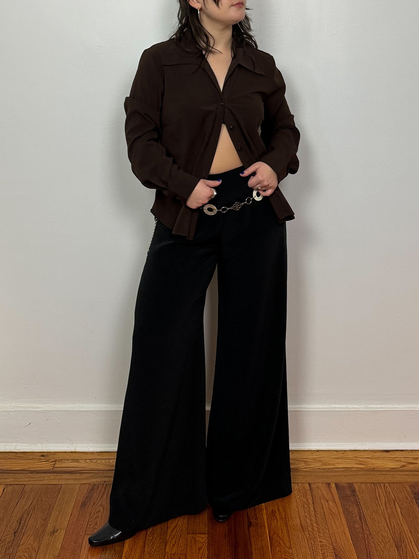 Brown Fitted Blouse