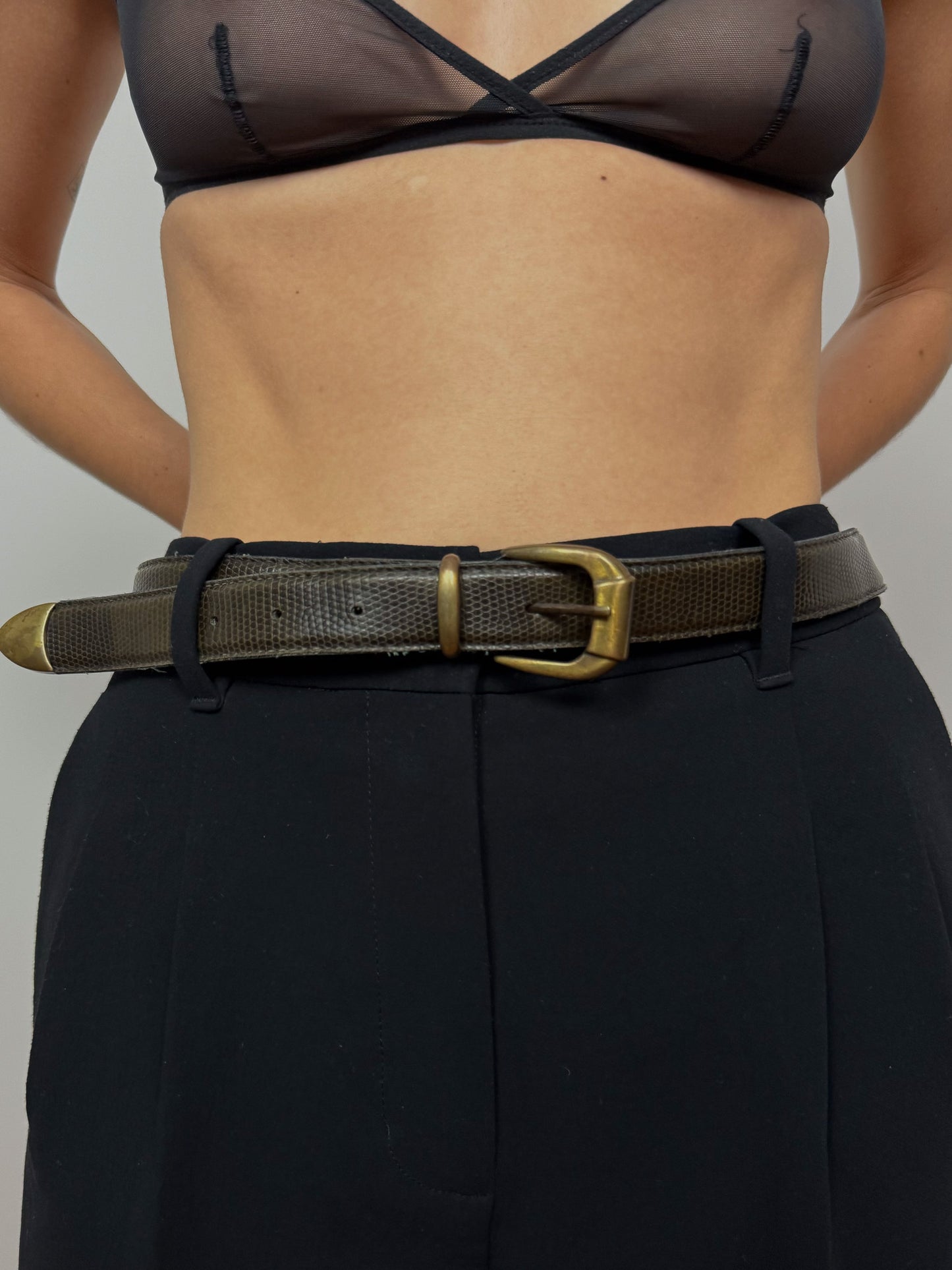 Snakeskin Embossed Brown Western Belt
