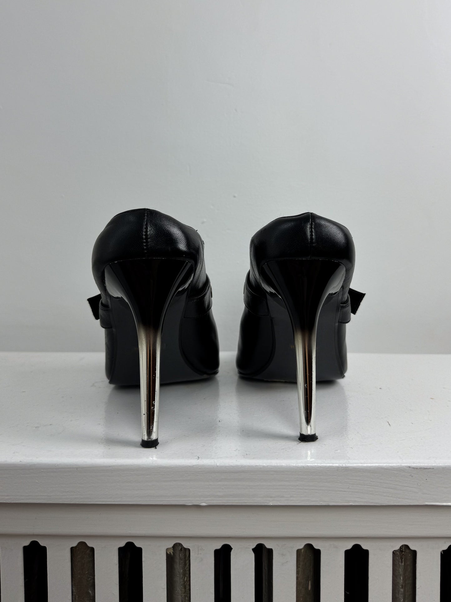 Leather Mules with Silver Buckles