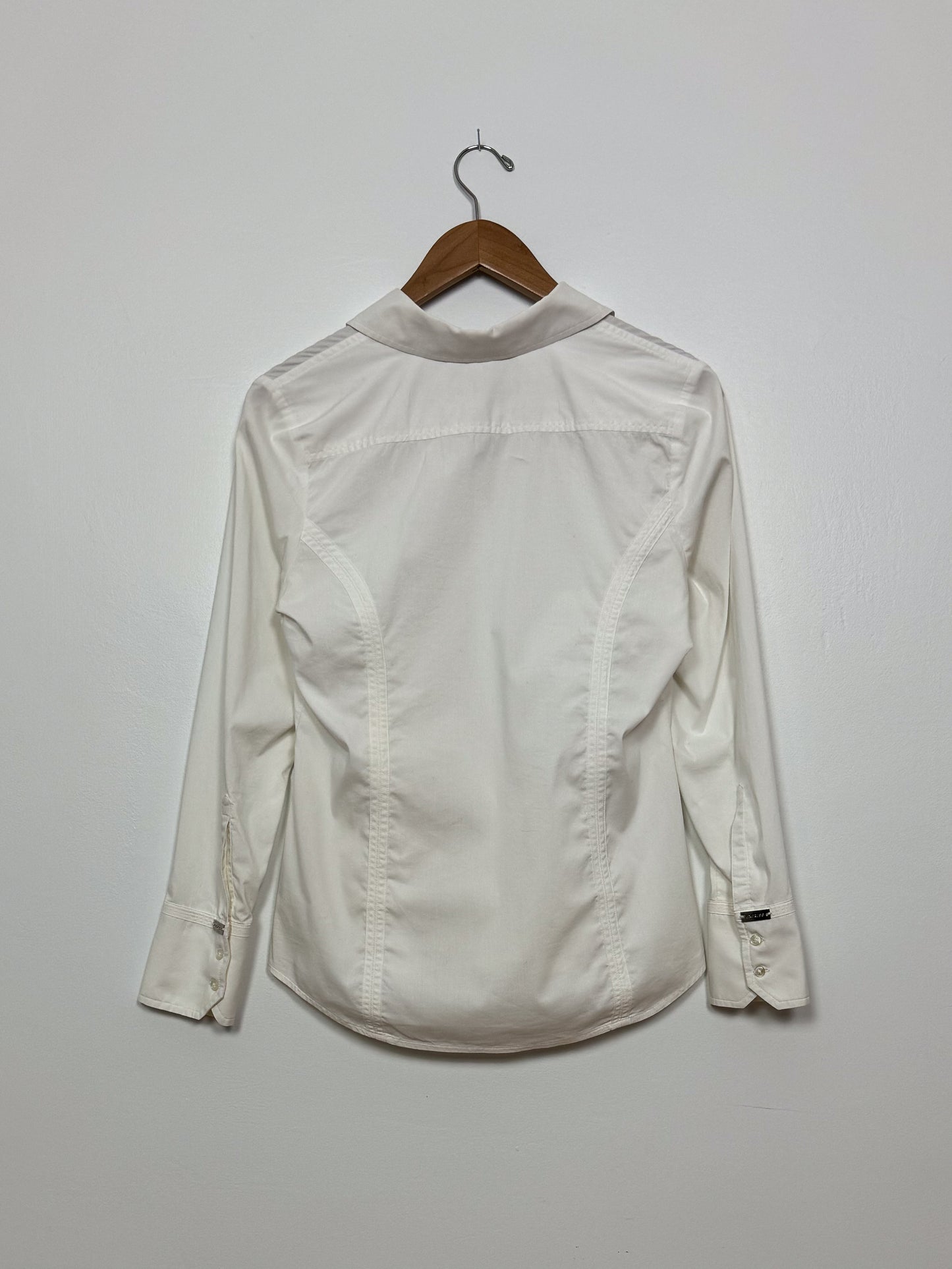 Express White Fitted V-Neck Shirt