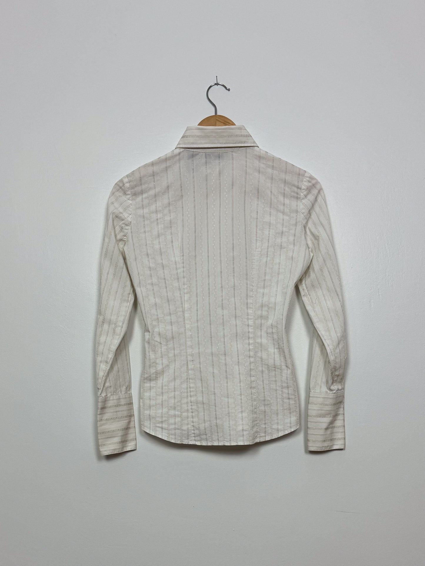 White Striped Fitted Shirt