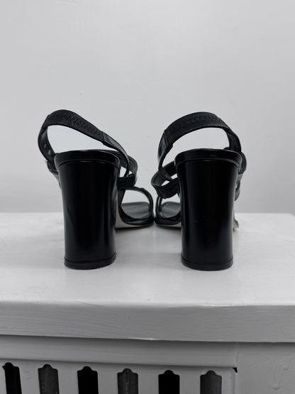 Black Strappy Heeled Sandals