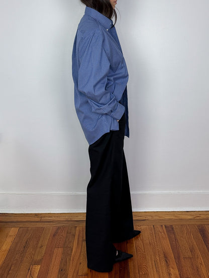 Oversized Grid Print Mens Button Up