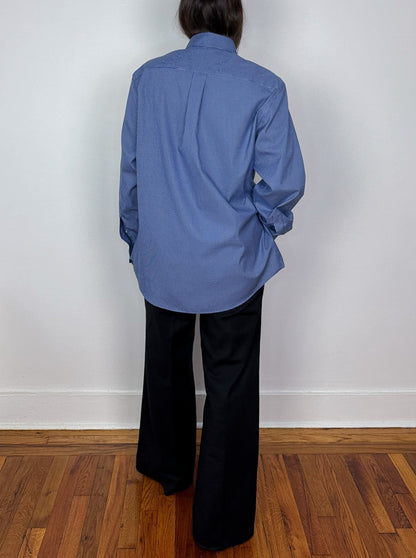 Oversized Grid Print Mens Button Up