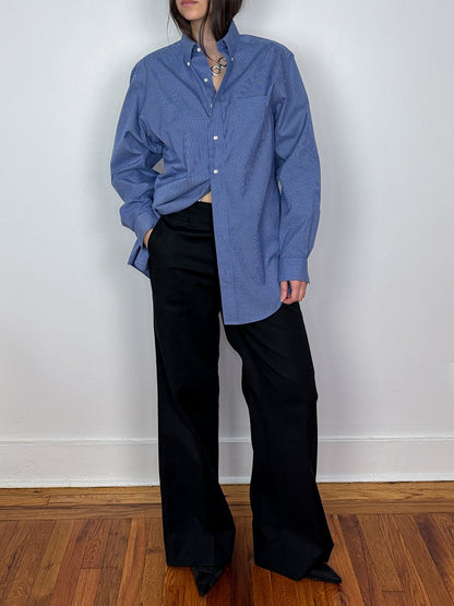 Oversized Grid Print Mens Button Up