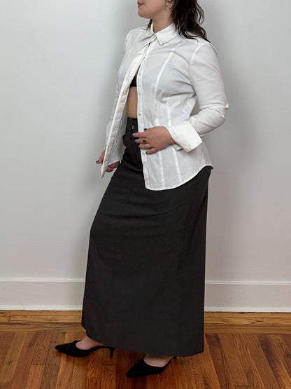 White Fitted Shirt with Seaming
