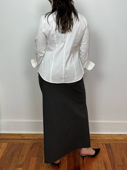 White Fitted Shirt with Seaming