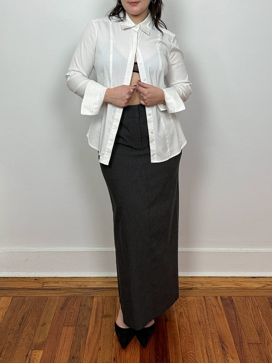 White Fitted Shirt with Seaming