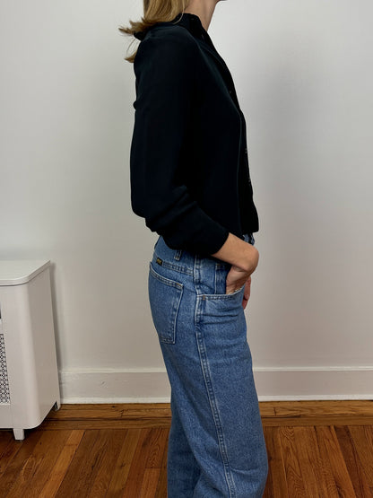 Jones New York Petite Blouse with Velvet Trim