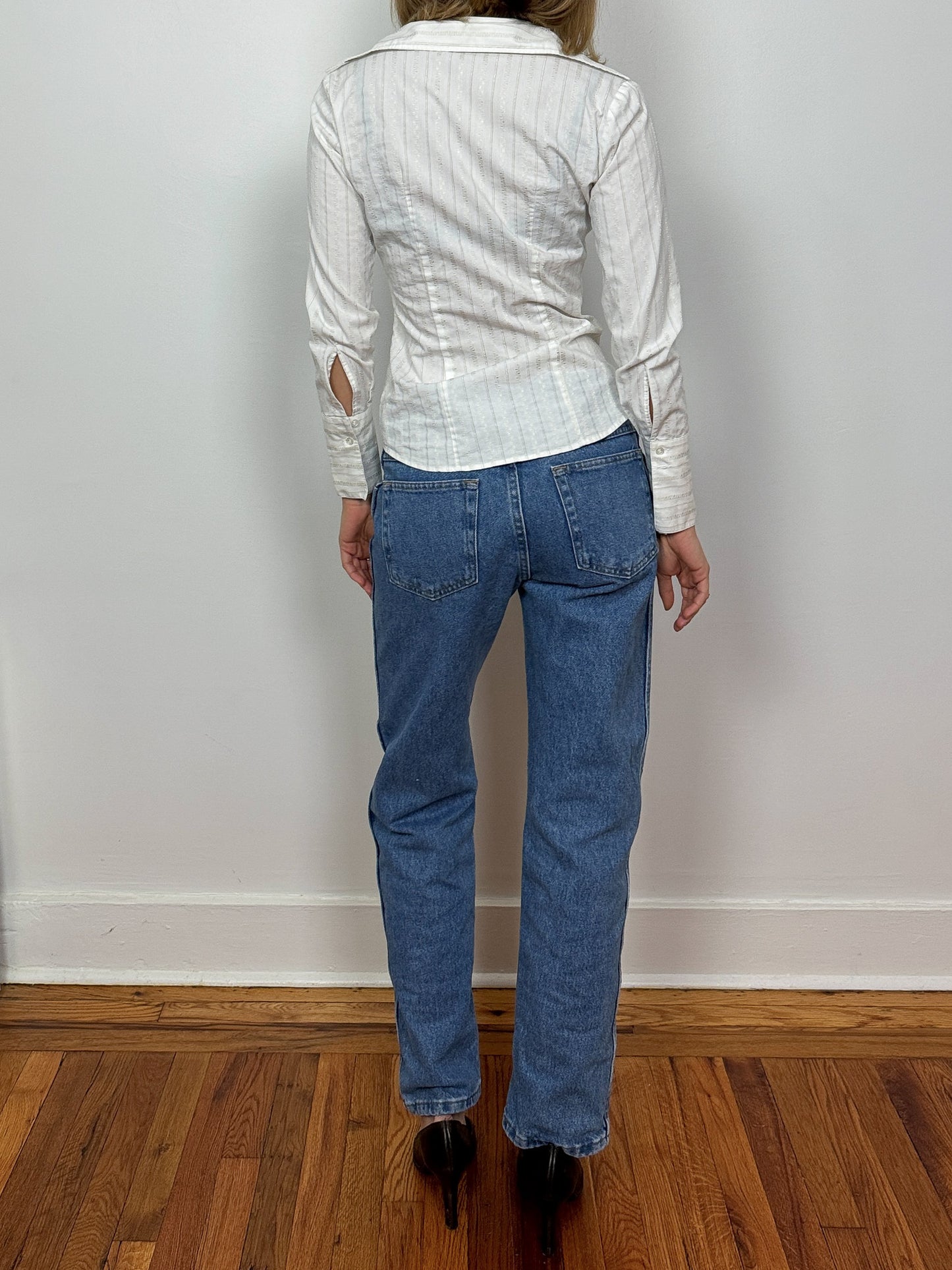 White Striped Fitted Shirt