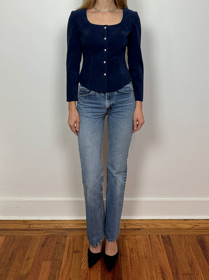 Vintage Structured Navy Blouse