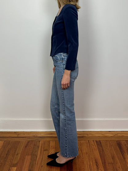 Vintage Structured Navy Blouse