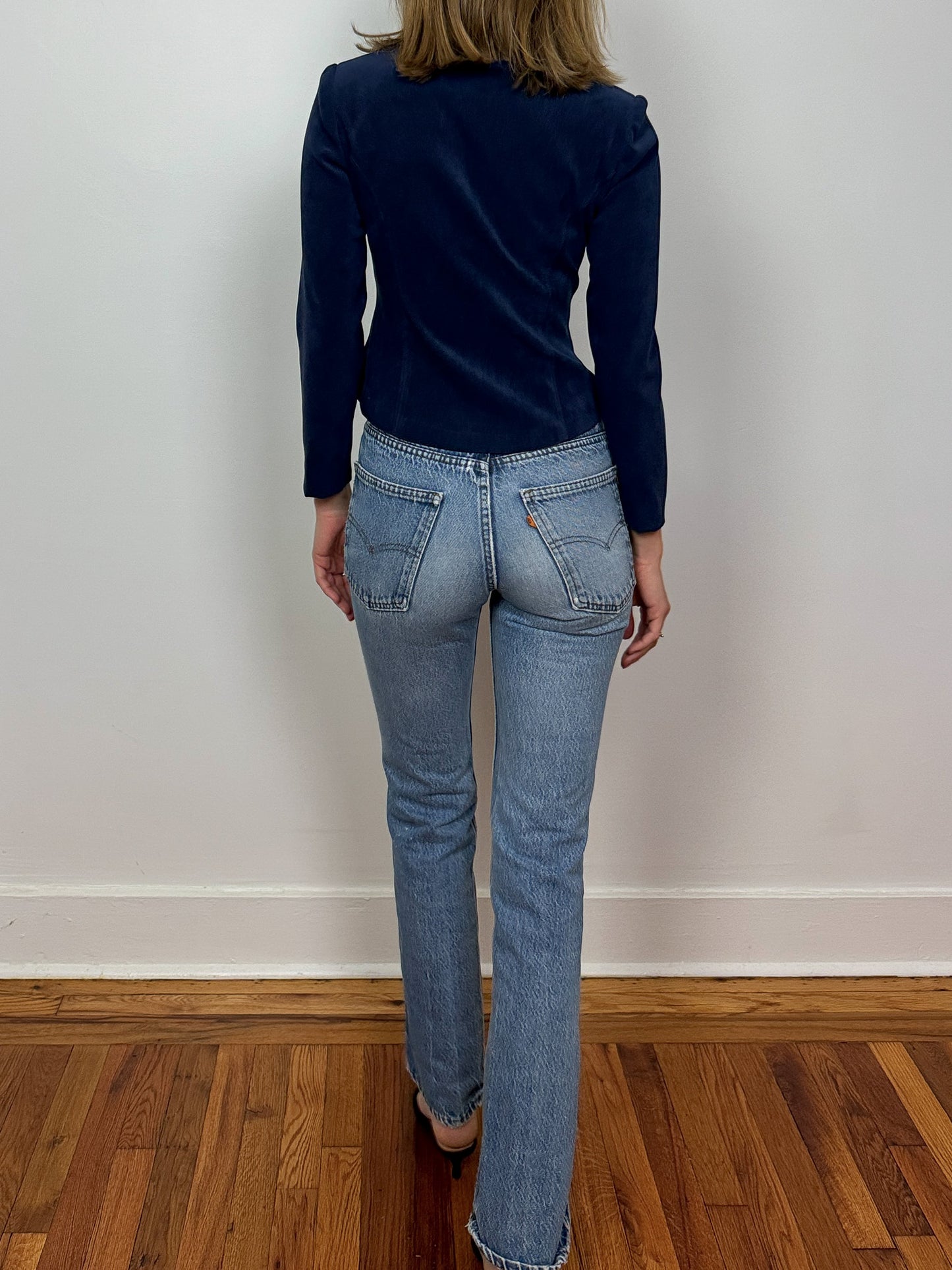 Vintage Structured Navy Blouse