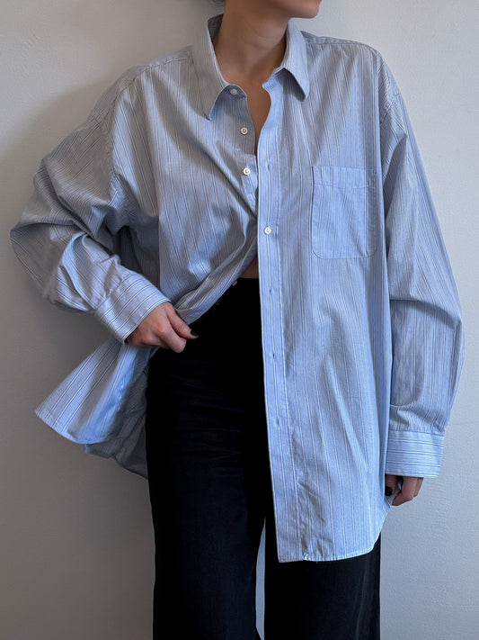 Nicole Miller NY Oversized Striped Button Up
